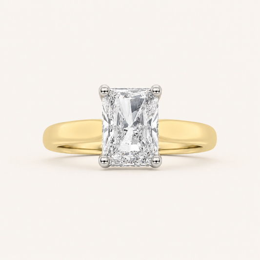 1.50 CT Radiant Cut Lab Grown Diamond Cathedral Shank Solitaire Ring