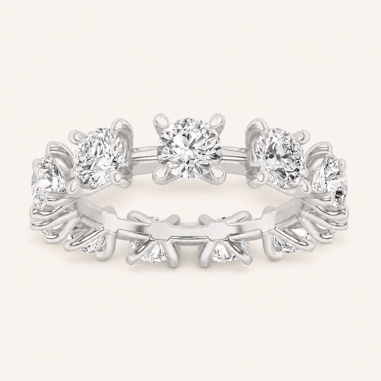 3CT Round Cut Lab Grown Diamond Eternity Band Ring