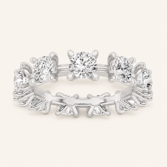 3CT Round Cut Lab Grown Diamond Eternity Band Ring