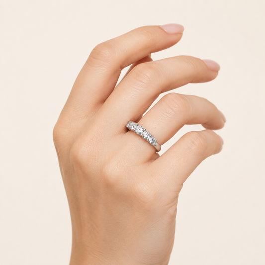 1.50 CT Oval Cut Lab Grown Diamond Five Stone Band Ring