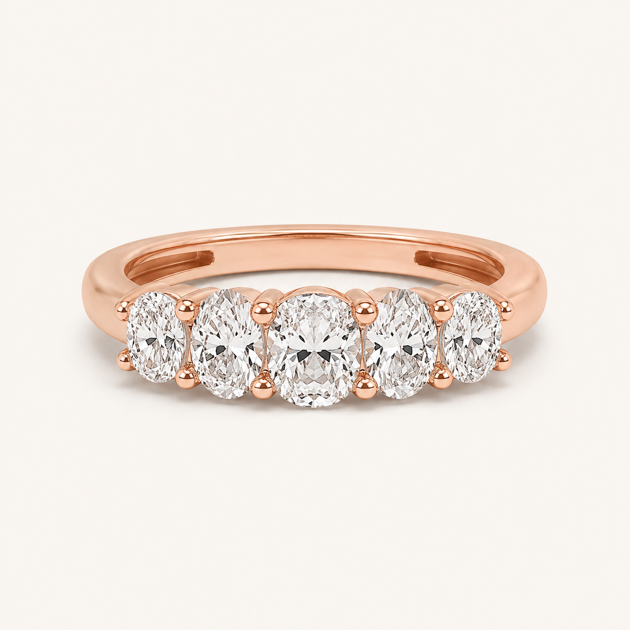 1.50 CT Oval Cut Lab Grown Diamond Five Stone Band Ring