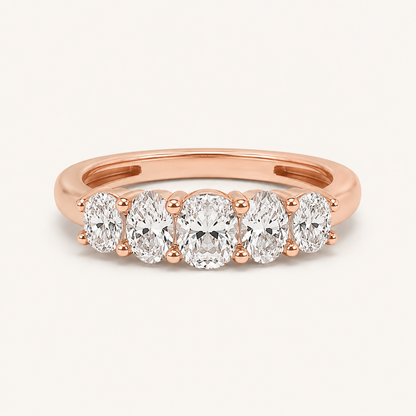 1.50 CT Oval Cut Lab Grown Diamond Five Stone Band Ring