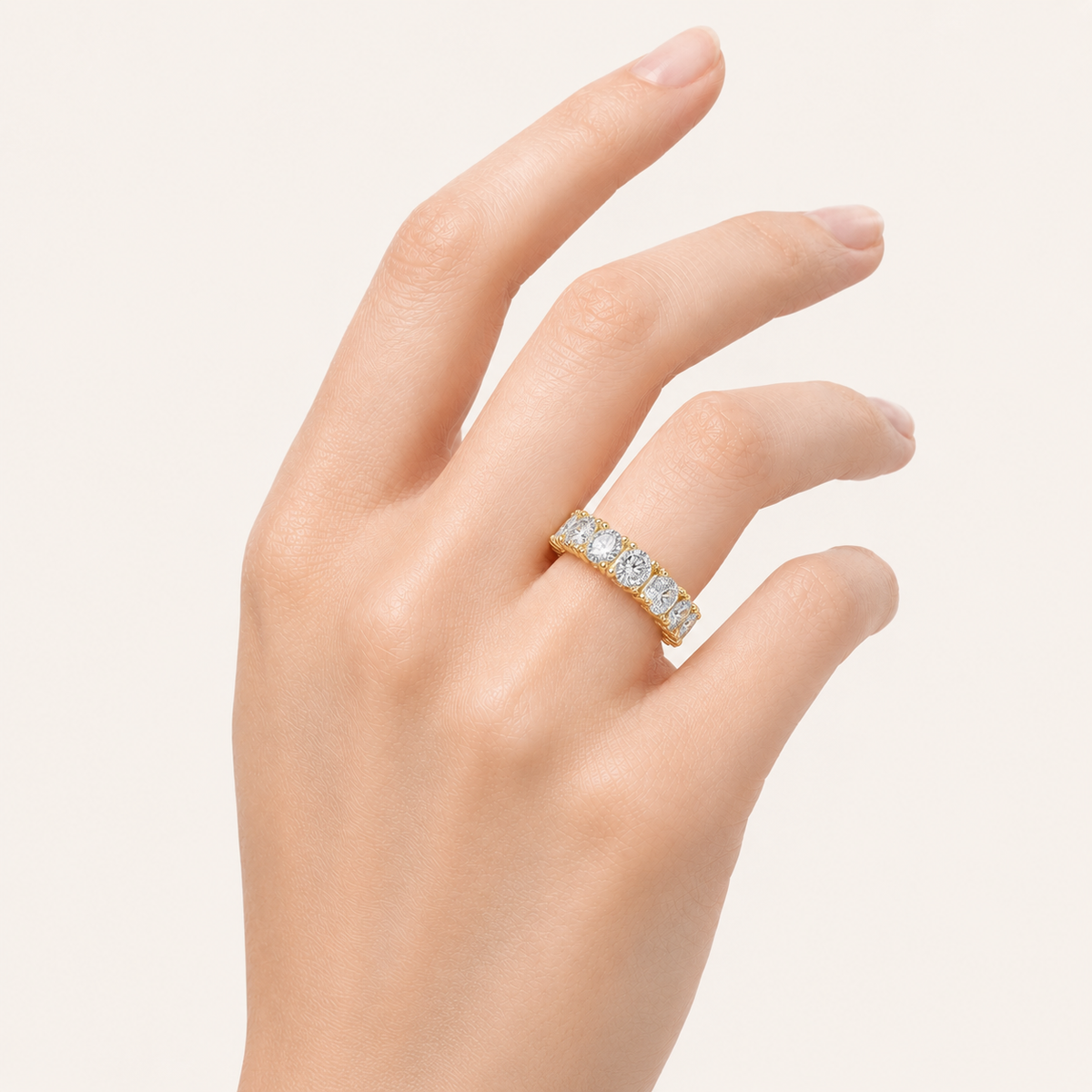 7CT Round Cut Lab Grown Diamond Eternity Band Ring