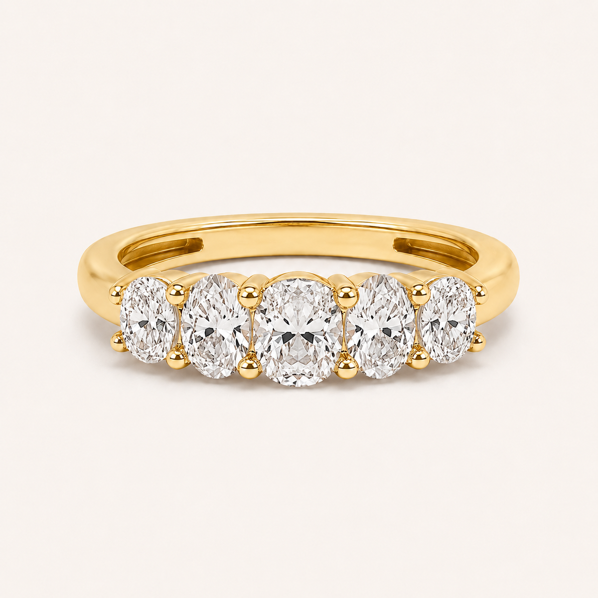 1.50 CT Oval Cut Lab Grown Diamond Five Stone Band Ring