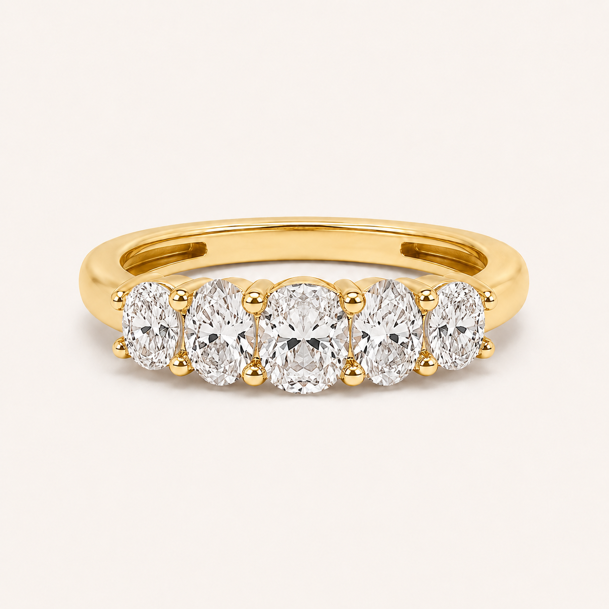 1.50 CT Oval Cut Lab Grown Diamond Five Stone Band Ring
