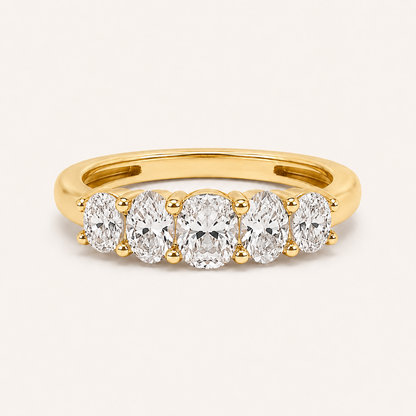 1.50 CT Oval Cut Lab Grown Diamond Five Stone Band Ring