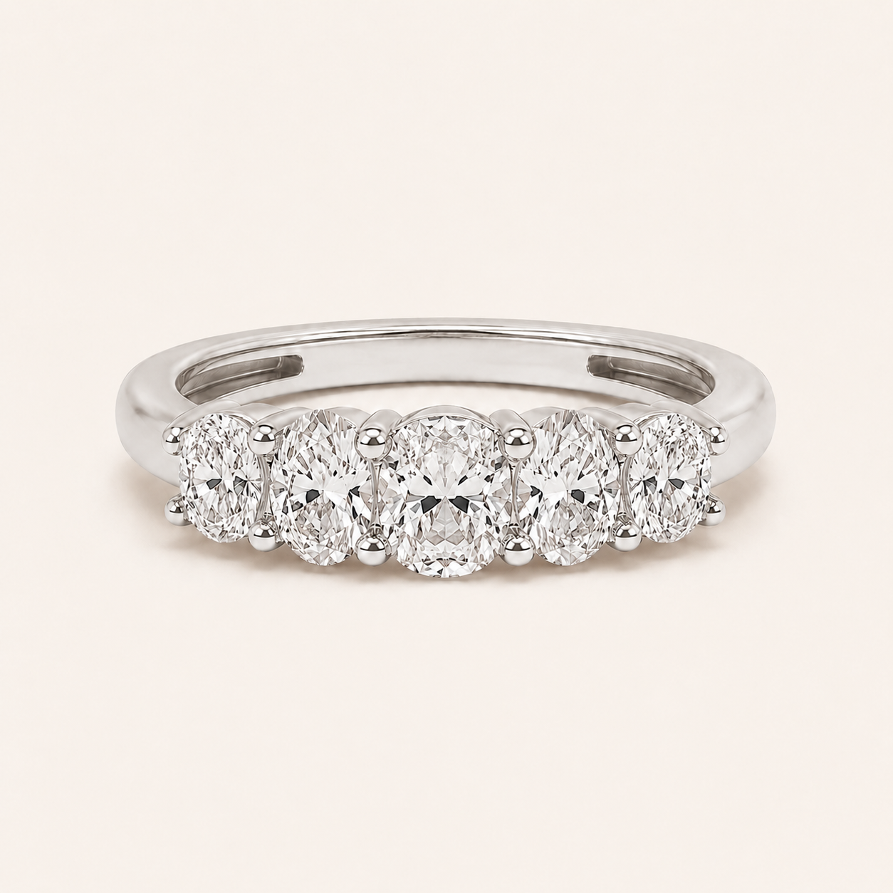 1.50 CT Oval Cut Lab Grown Diamond Five Stone Band Ring