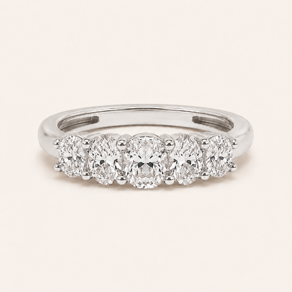 1.50 CT Oval Cut Lab Grown Diamond Five Stone Band Ring