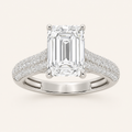 1.5CT Emerald Cut Lab Grown Diamond Side Stone Ring