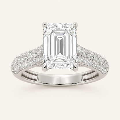 1.5CT Emerald Cut Lab Grown Diamond Side Stone Ring