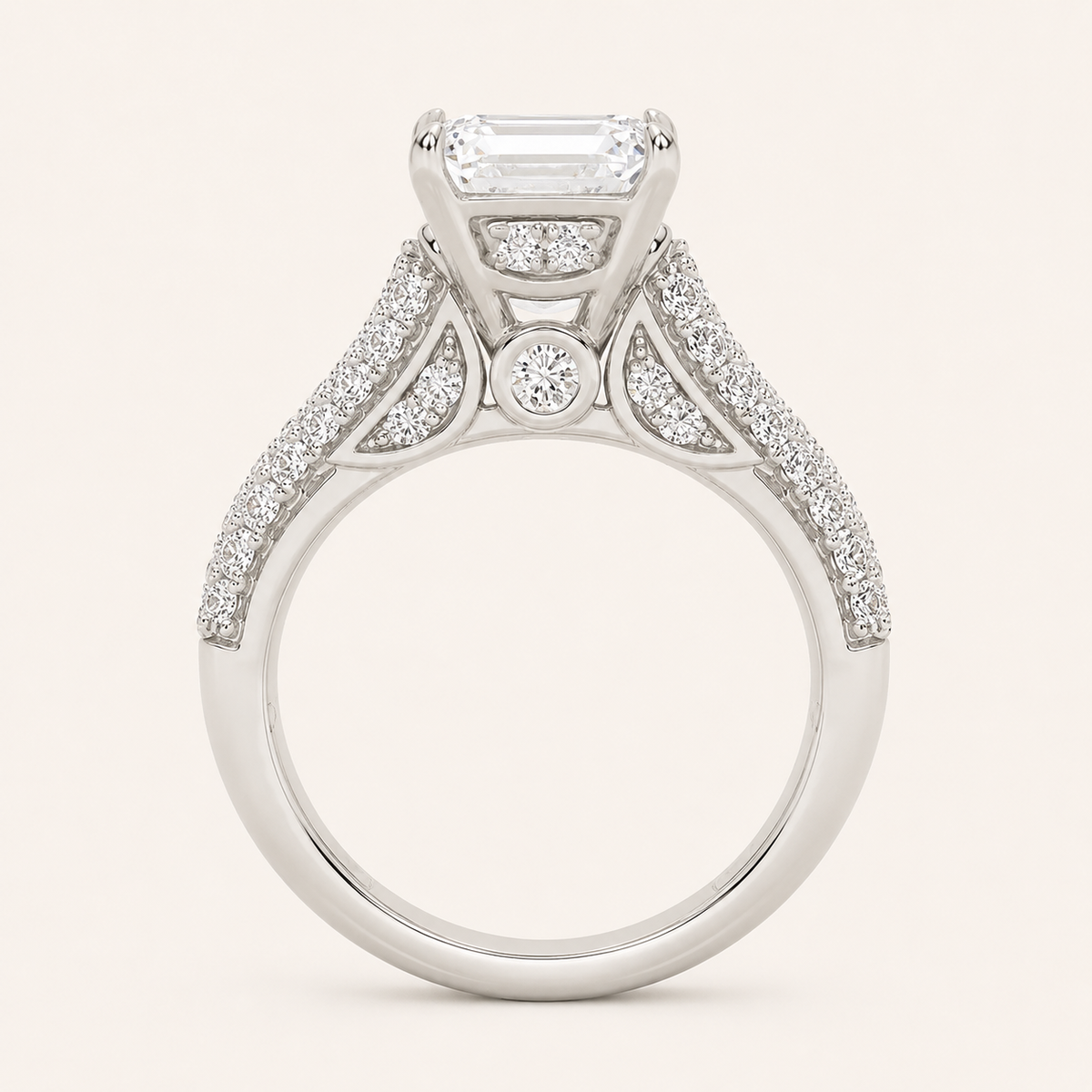 1.5CT Emerald Cut Lab Grown Diamond Side Stone Ring