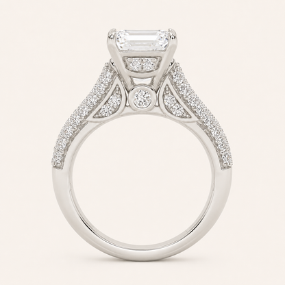 1.5CT Emerald Cut Lab Grown Diamond Side Stone Ring