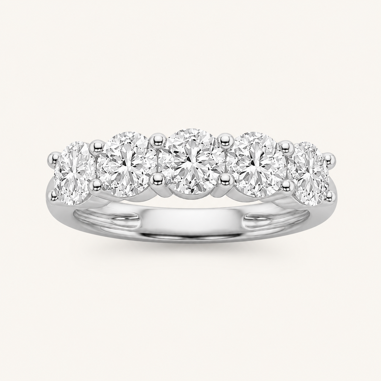 1 CT Round Cut Lab Grown Diamond Band Ring