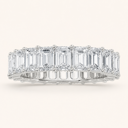 2.75CT Emerald Cut Lab Grown Diamond Split Prong Eternity Ring