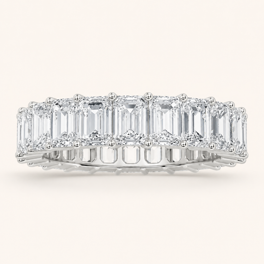 2.75CT Emerald Cut Lab Grown Diamond Split Prong Eternity Ring
