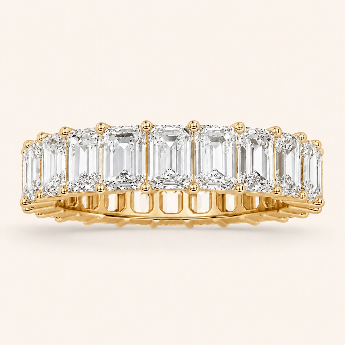 2.75CT Emerald Cut Lab Grown Diamond Split Prong Eternity Ring