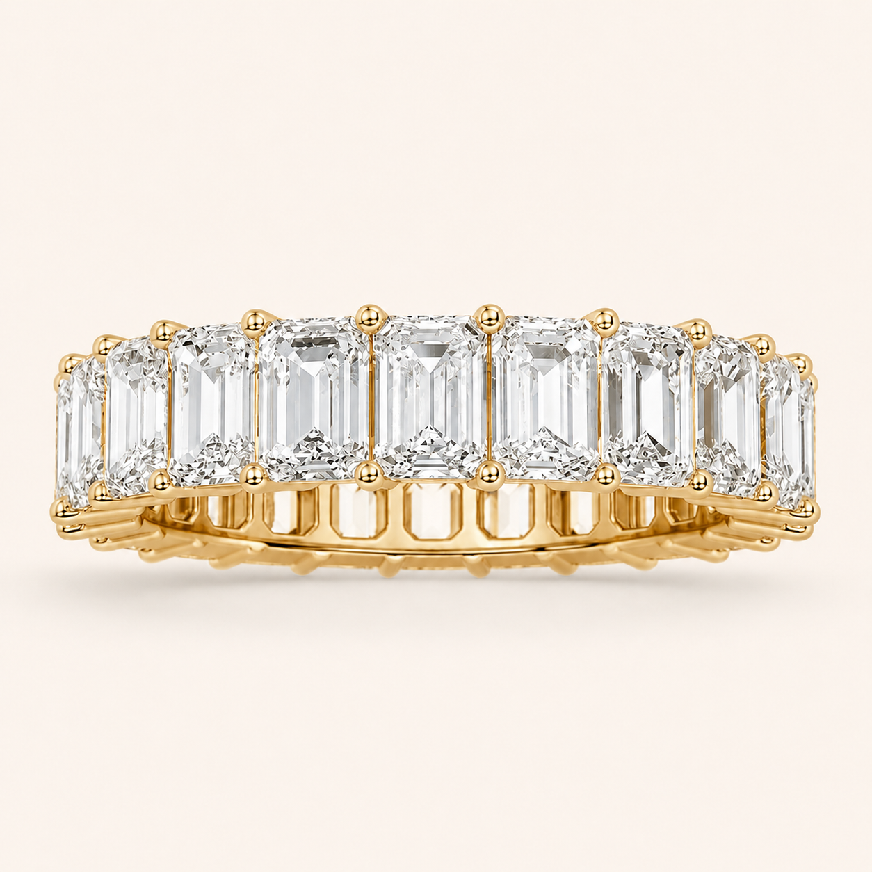 2.75CT Emerald Cut Lab Grown Diamond Split Prong Eternity Ring