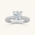 2.00 CT Round Cut Lab Grown Diamond Three Row Micro Pave Side stone Ring