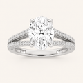 2CT Oval Cut Lab Grown Diamond Split Shank Accented Engagement Ring