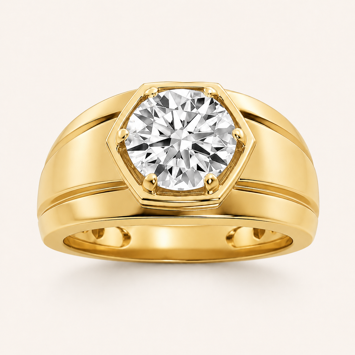2CT Round Cut Lab Grown Diamond Men's Ring