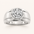 2CT Round Cut Lab Grown Diamond Men's Ring