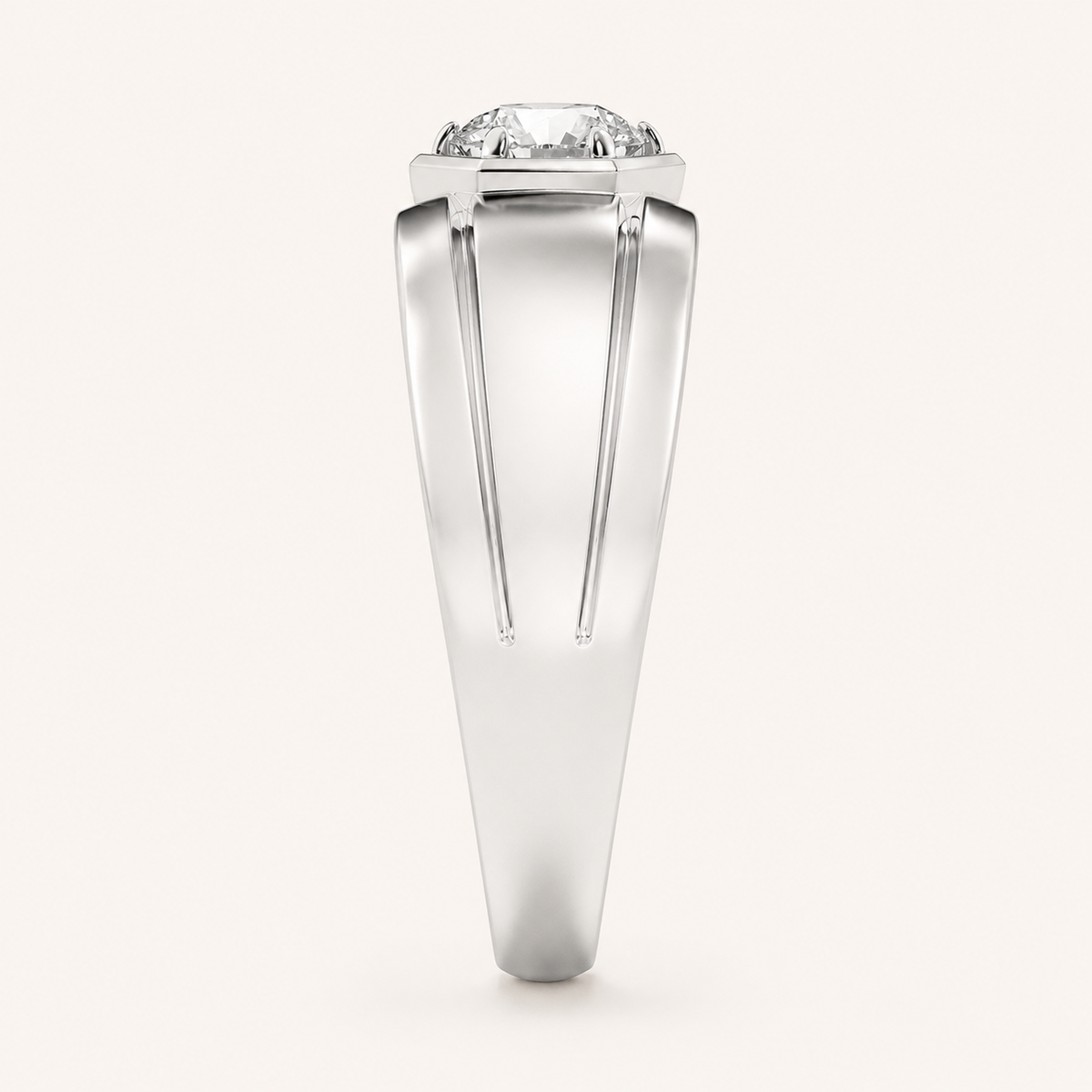 2CT Round Cut Lab Grown Diamond Men's Ring