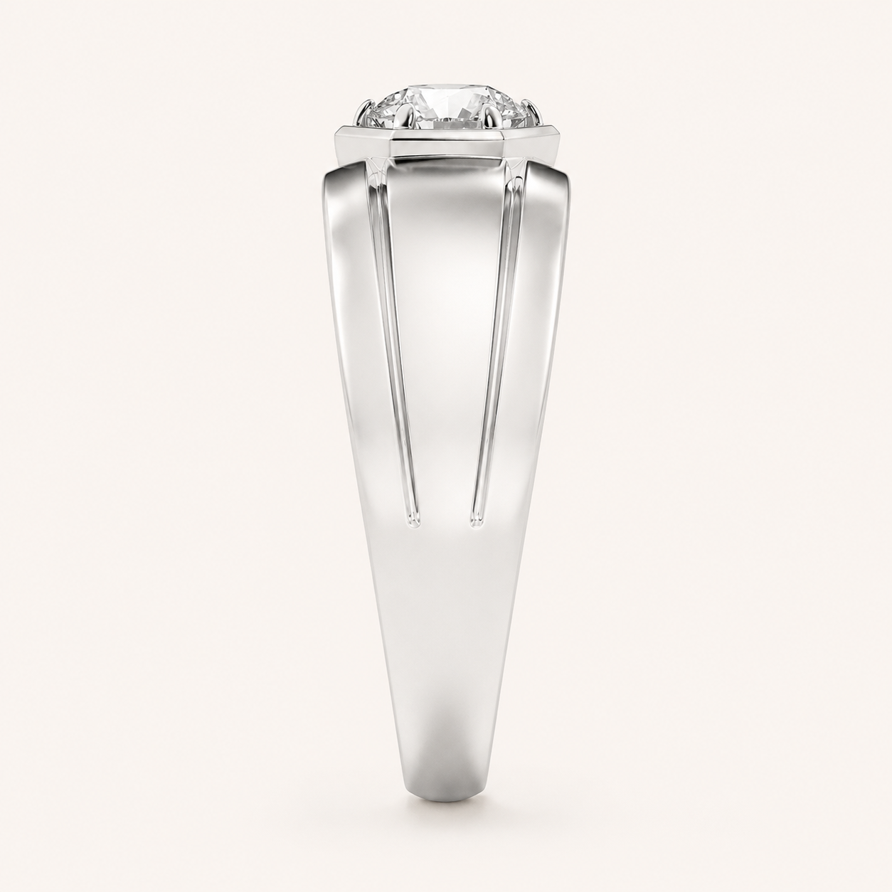 2CT Round Cut Lab Grown Diamond Men's Ring
