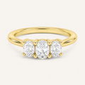 3.00 Ct Oval Cut Lab Grown Diamond Three Stone Band Ring