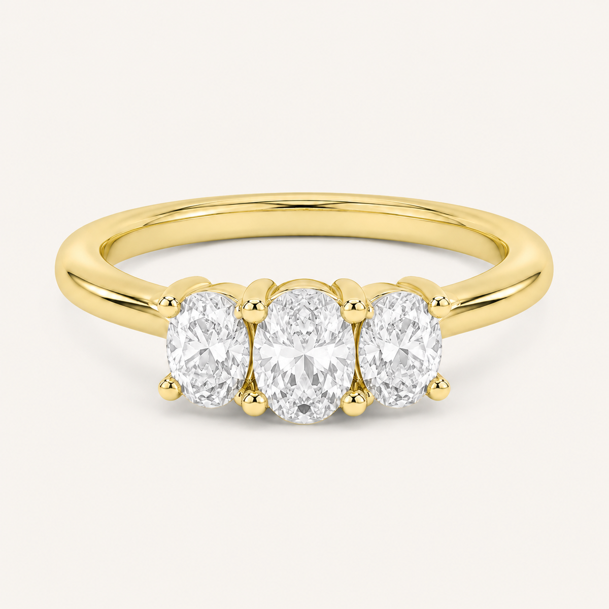 3.00 Ct Oval Cut Lab Grown Diamond Three Stone Band Ring