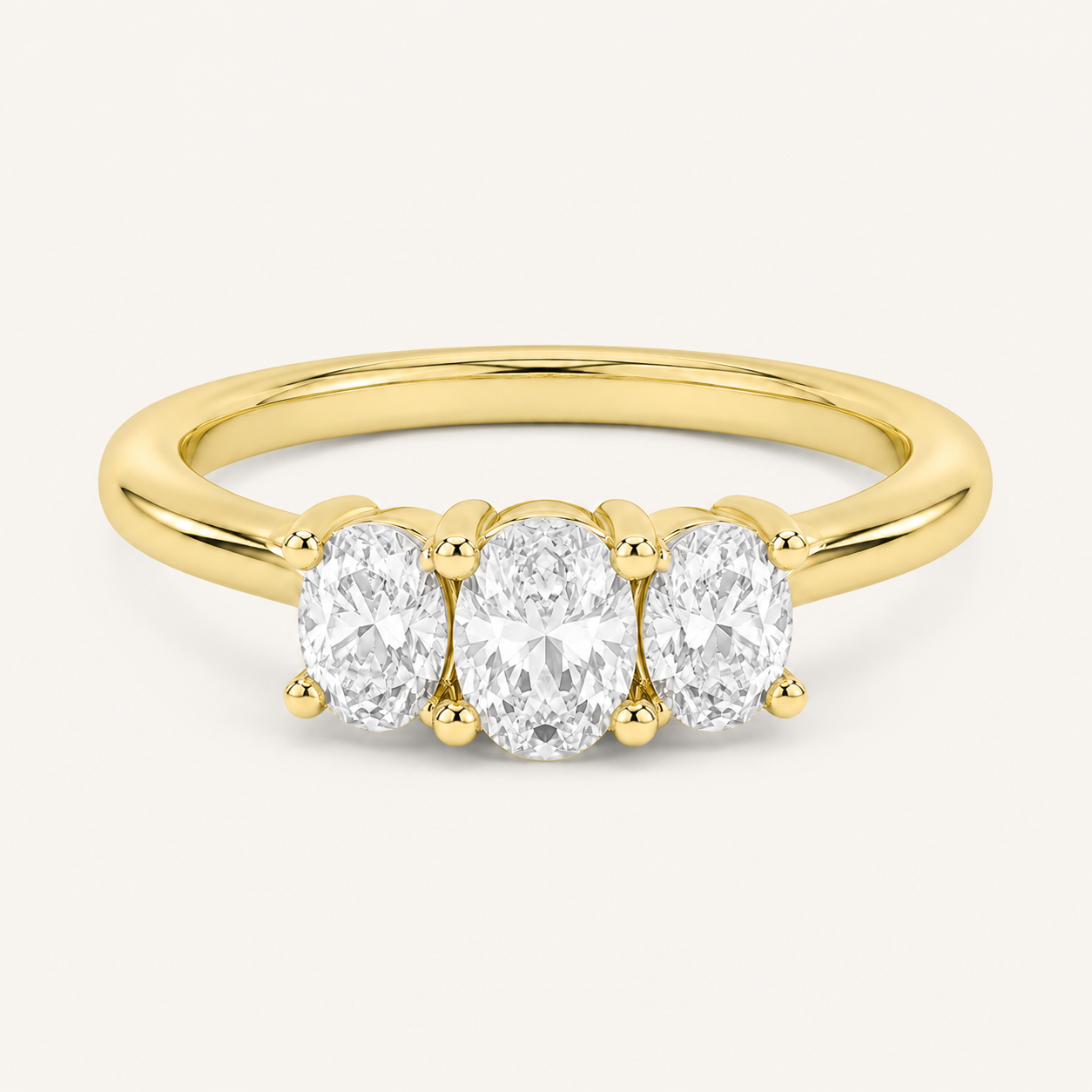 3.00 Ct Oval Cut Lab Grown Diamond Three Stone Band Ring