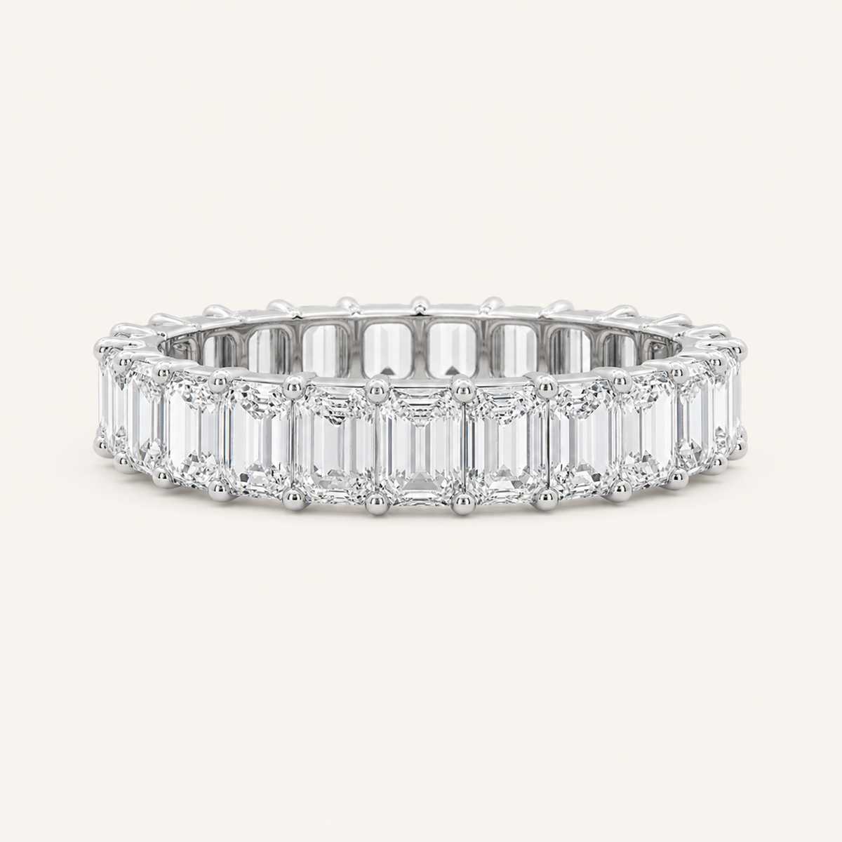 2.8CT Emerald Cut Lab Grown Diamond Split Prong Eternity Ring