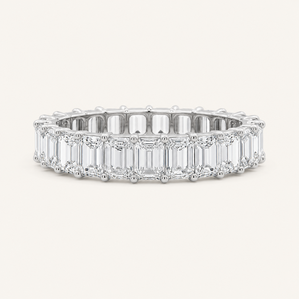 2.8CT Emerald Cut Lab Grown Diamond Split Prong Eternity Ring