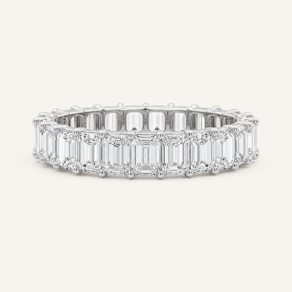 2.8CT Emerald Cut Lab Grown Diamond Split Prong Eternity Ring