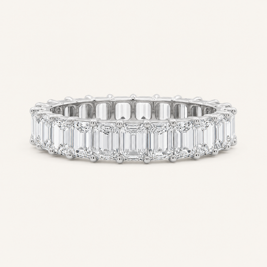 2.8CT Emerald Cut Lab Grown Diamond Split Prong Eternity Ring
