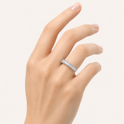 2.8CT Emerald Cut Lab Grown Diamond Split Prong Eternity Ring