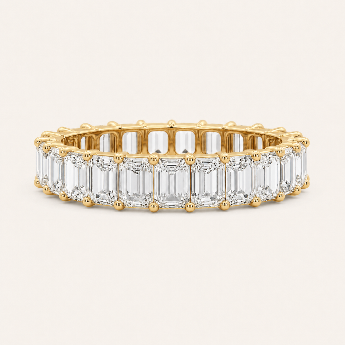 2.8CT Emerald Cut Lab Grown Diamond Split Prong Eternity Ring