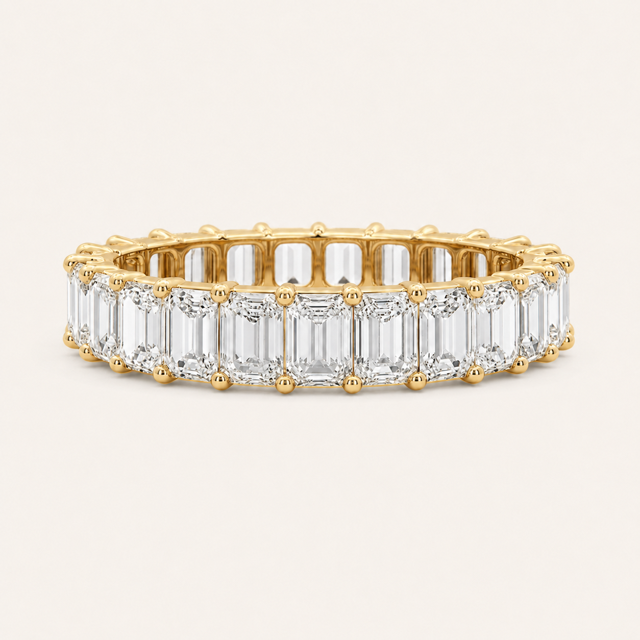 2.8CT Emerald Cut Lab Grown Diamond Split Prong Eternity Ring