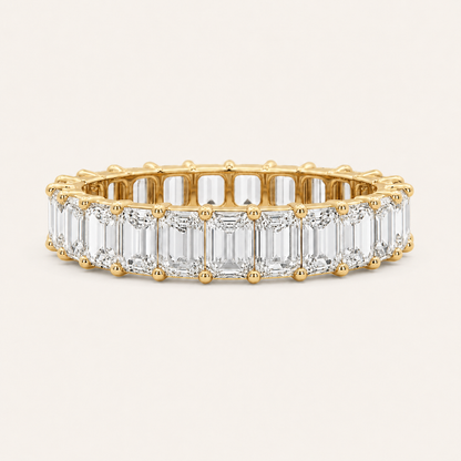 2.8CT Emerald Cut Lab Grown Diamond Split Prong Eternity Ring