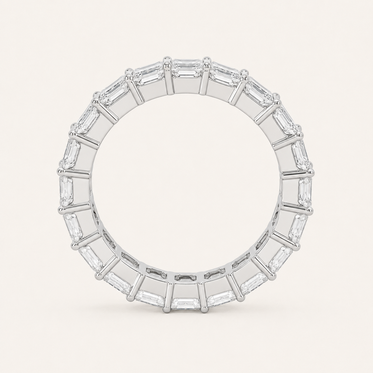 2.8CT Emerald Cut Lab Grown Diamond Split Prong Eternity Ring