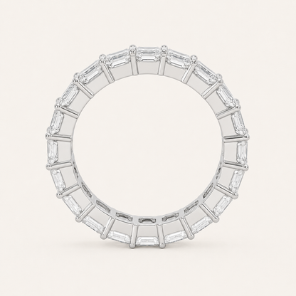 2.8CT Emerald Cut Lab Grown Diamond Split Prong Eternity Ring