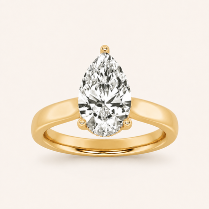 1.00 CT Pear Cut Lab Grown Diamond Cathedral Shank Solitaire Ring