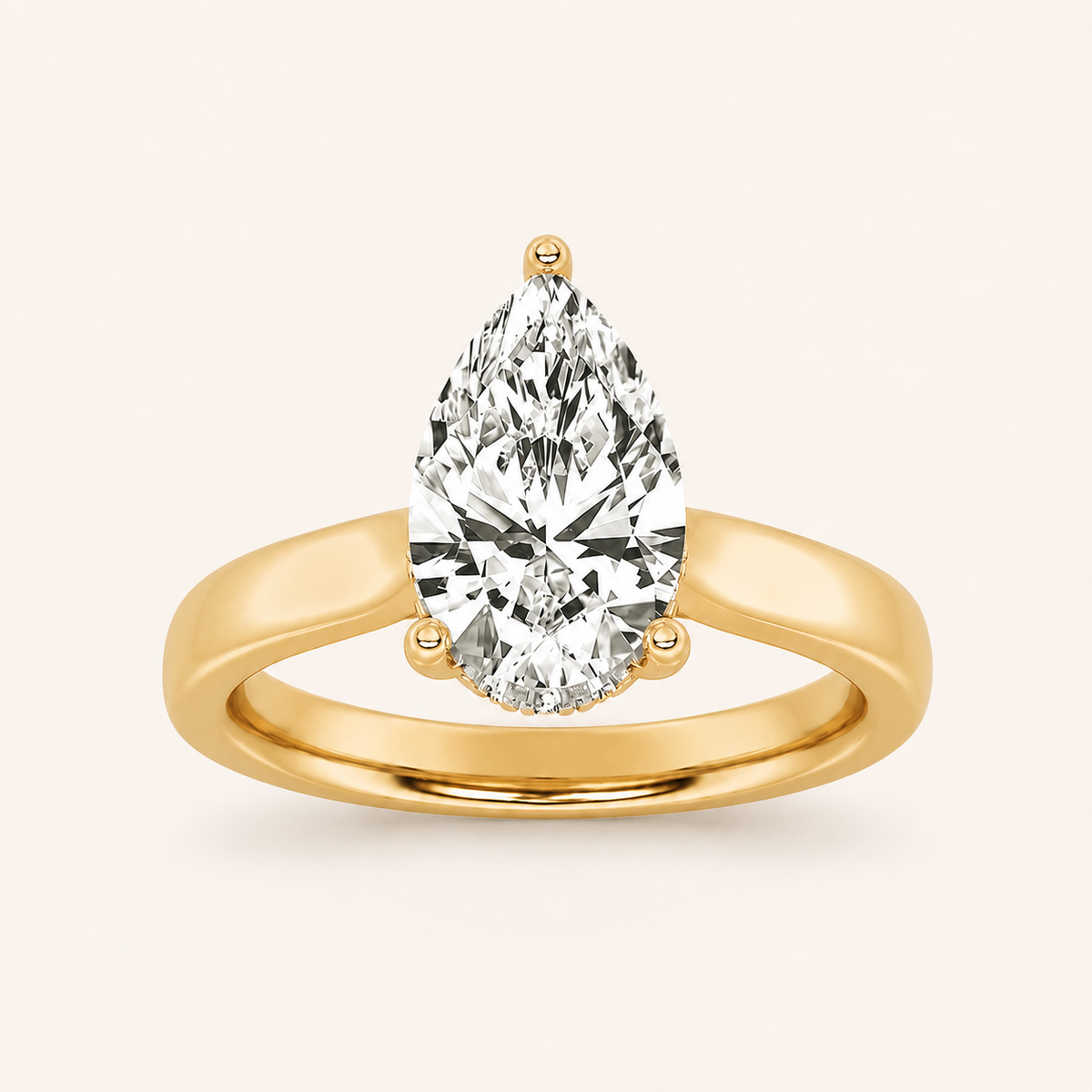 2.00 CT Pear Cut Lab Grown Diamond Solitaire Ring