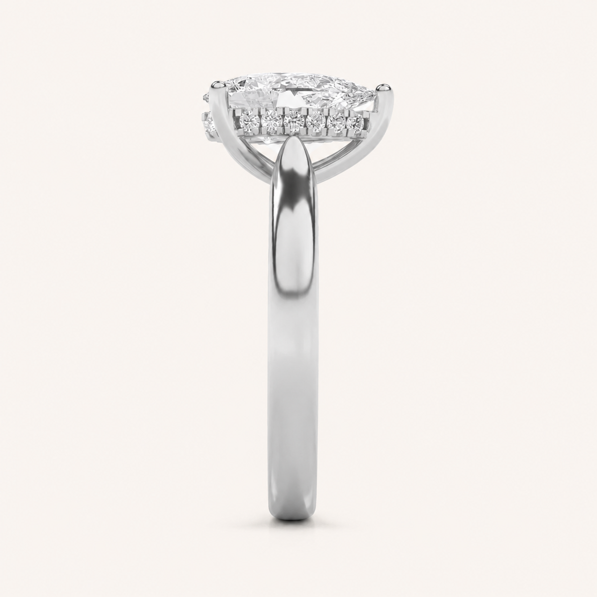 1.00 CT Pear Cut Lab Grown Diamond Cathedral Shank Solitaire Ring