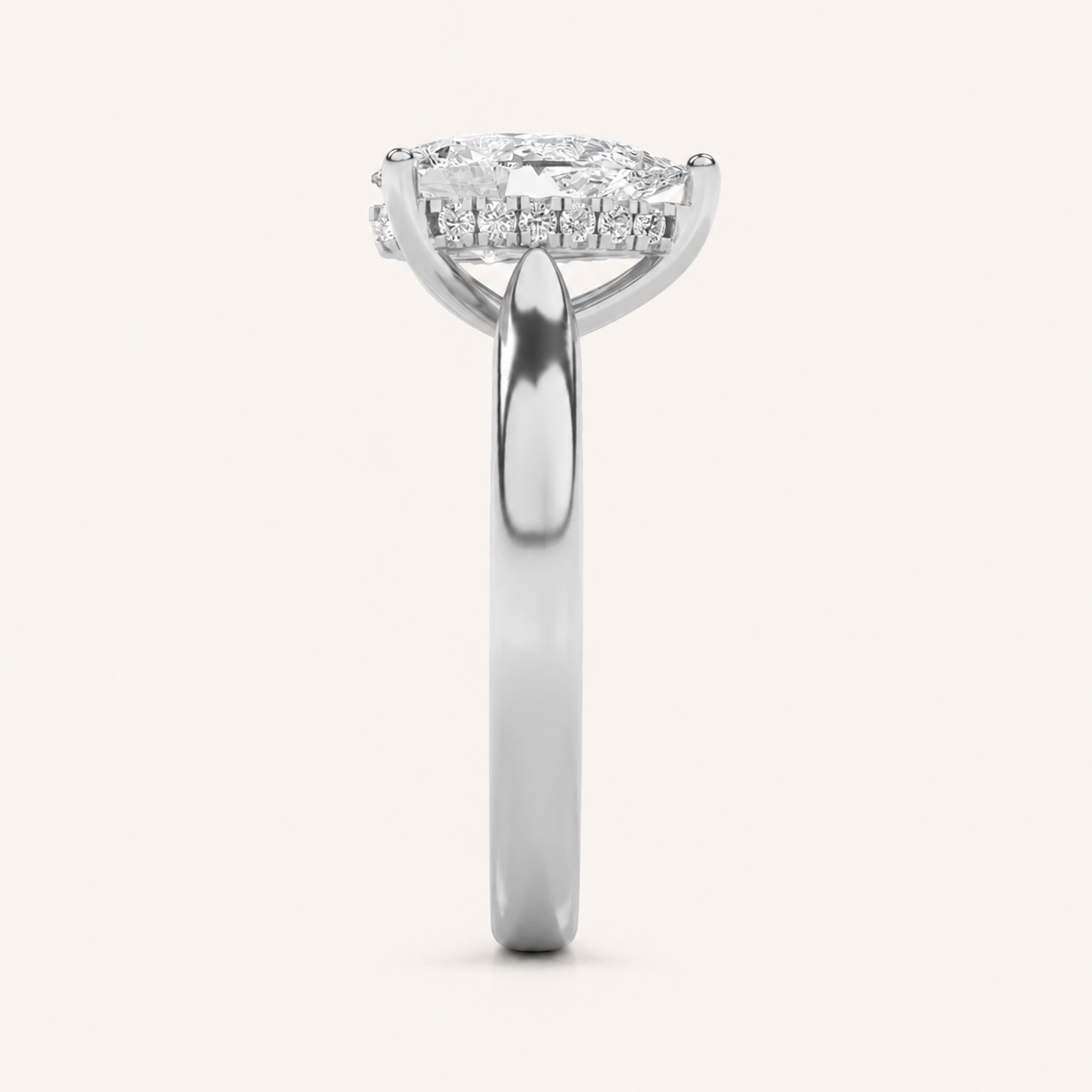 1.00 CT Pear Cut Lab Grown Diamond Cathedral Shank Solitaire Ring