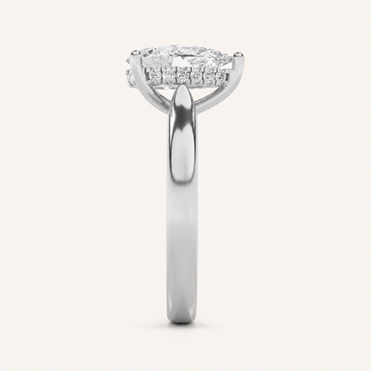 1.00 CT Pear Cut Lab Grown Diamond Cathedral Shank Solitaire Ring