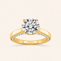 1.33 CT Round Cut Lab Grown Diamond Accented Bridge Shank Solitaire Ring
