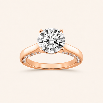 2.00 CT Round Cut Lab Grown Diamond Accented Bridge Shank Solitaire Ring