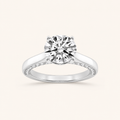 2.00 CT Round Cut Lab Grown Diamond Accented Bridge Shank Solitaire Ring