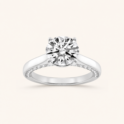 2.00 CT Round Cut Lab Grown Diamond Accented Bridge Shank Solitaire Ring
