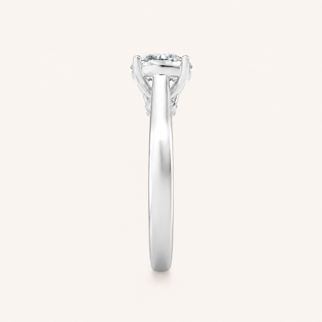 2.00 CT Round Cut Lab Grown Diamond Accented Bridge Shank Solitaire Ring